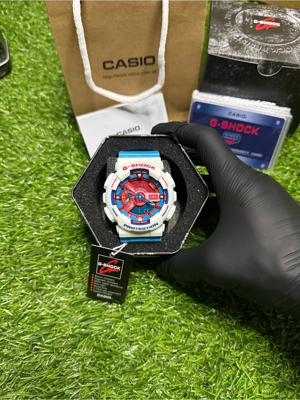 Casio G-Shock White Blue Red GA110 Watch